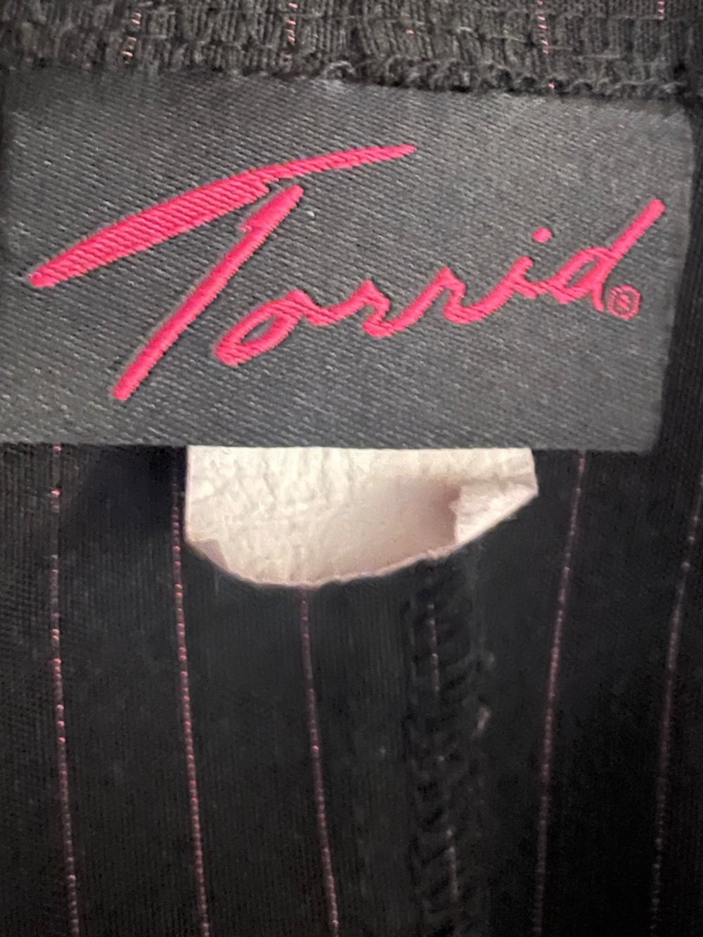 Torrid Black Pinstripe Tank with Pink Ribbon Detail - Picture 4 of 5